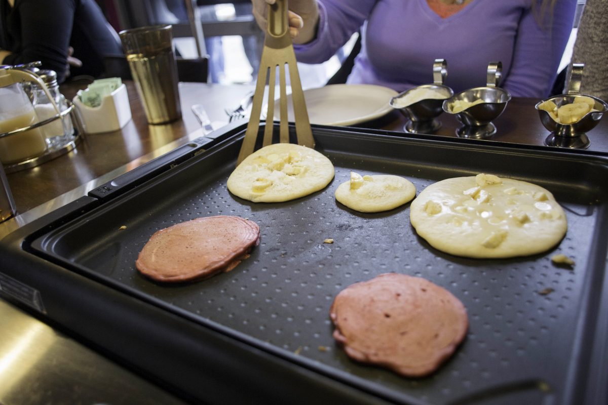 <p>At Slappy Cakes there are a variety of batters to choose from, like peanut butter, gluten-free, and the current seasonal, red velvet. (Emily Albertson/Ethos)</p>