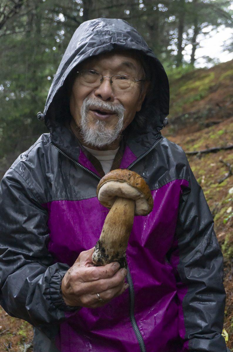 Yamada holds what he identifies as a boletus edulis, or Porcini mushroom.